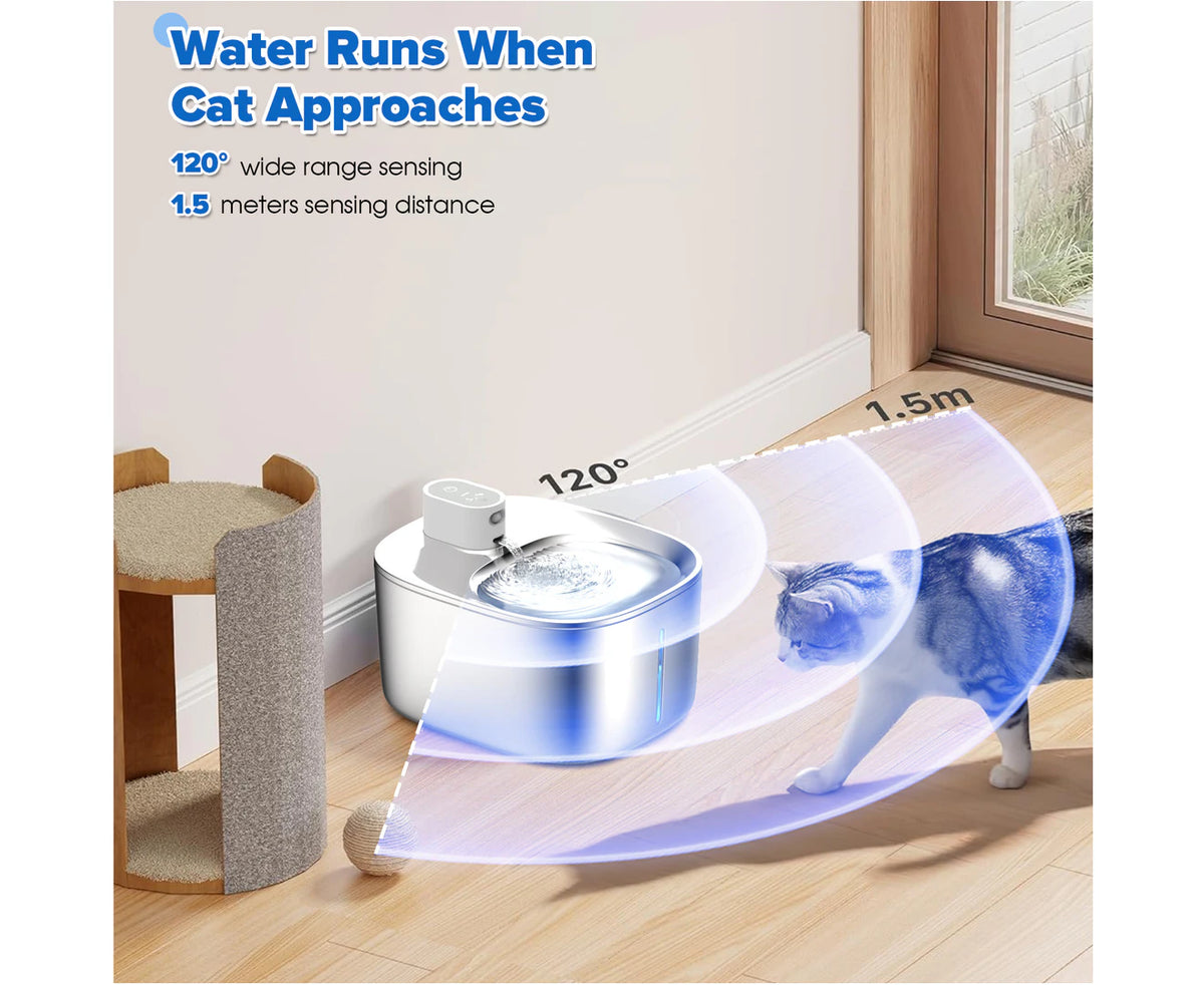 4L Smart Wireless Stainless Steel Cat Fountain - Cat Water Fountains ...