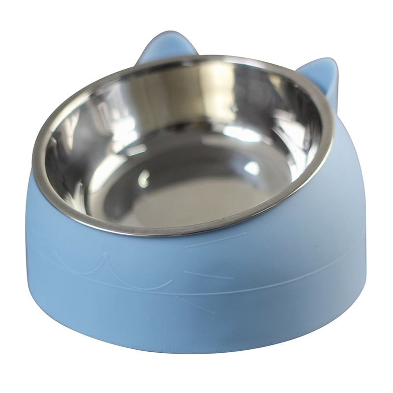 Cat Feeder Bowl 15 Degrees Raised Stainless Steel Non Slip