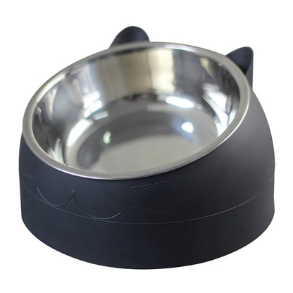 Cat Feeder Bowl 15 Degrees Raised Stainless Steel Non Slip