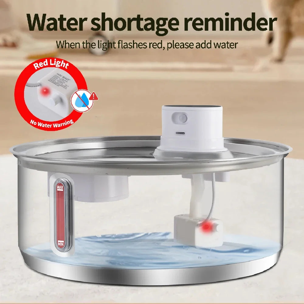 8L Wireless Stainless Steel Dog Water Fountain