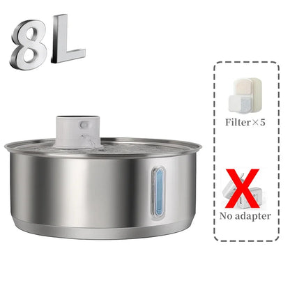 8L Wireless Stainless Steel Dog Water Fountain