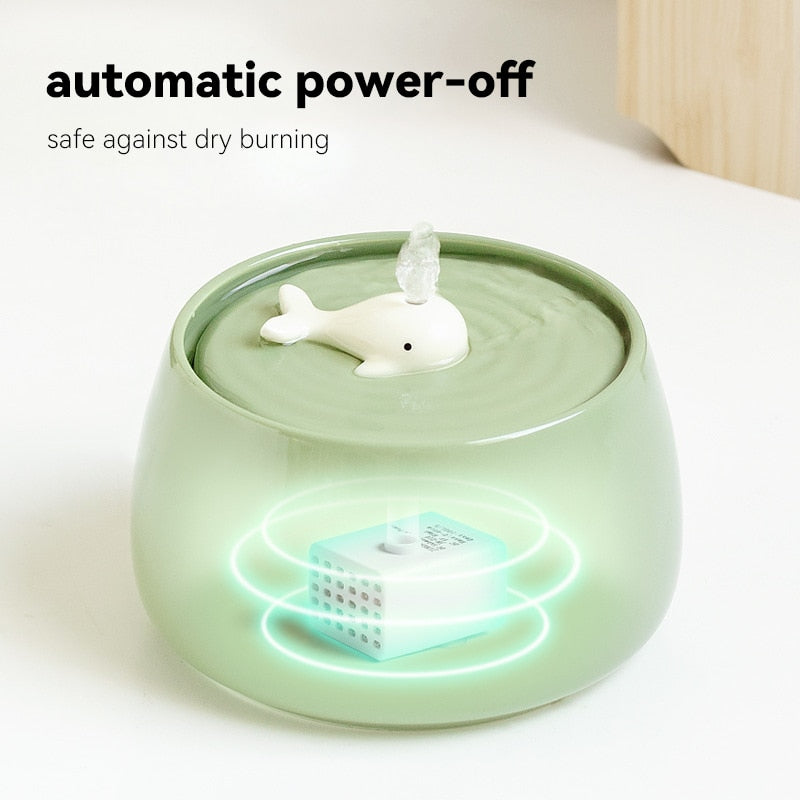 1.3L Cute Ceramic Whale Cat Water Fountain USB – Cat Water Fountains ...