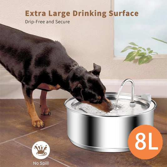 8L Stainless Steel Dog Water Fountain