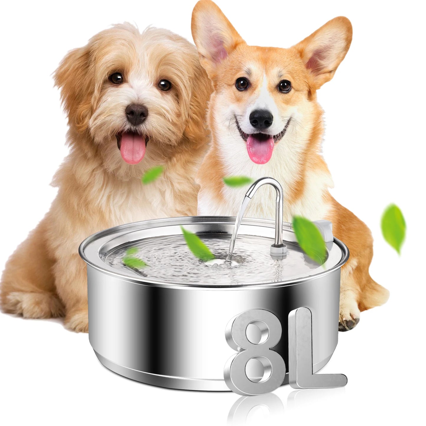 8L Stainless Steel Dog Water Fountain