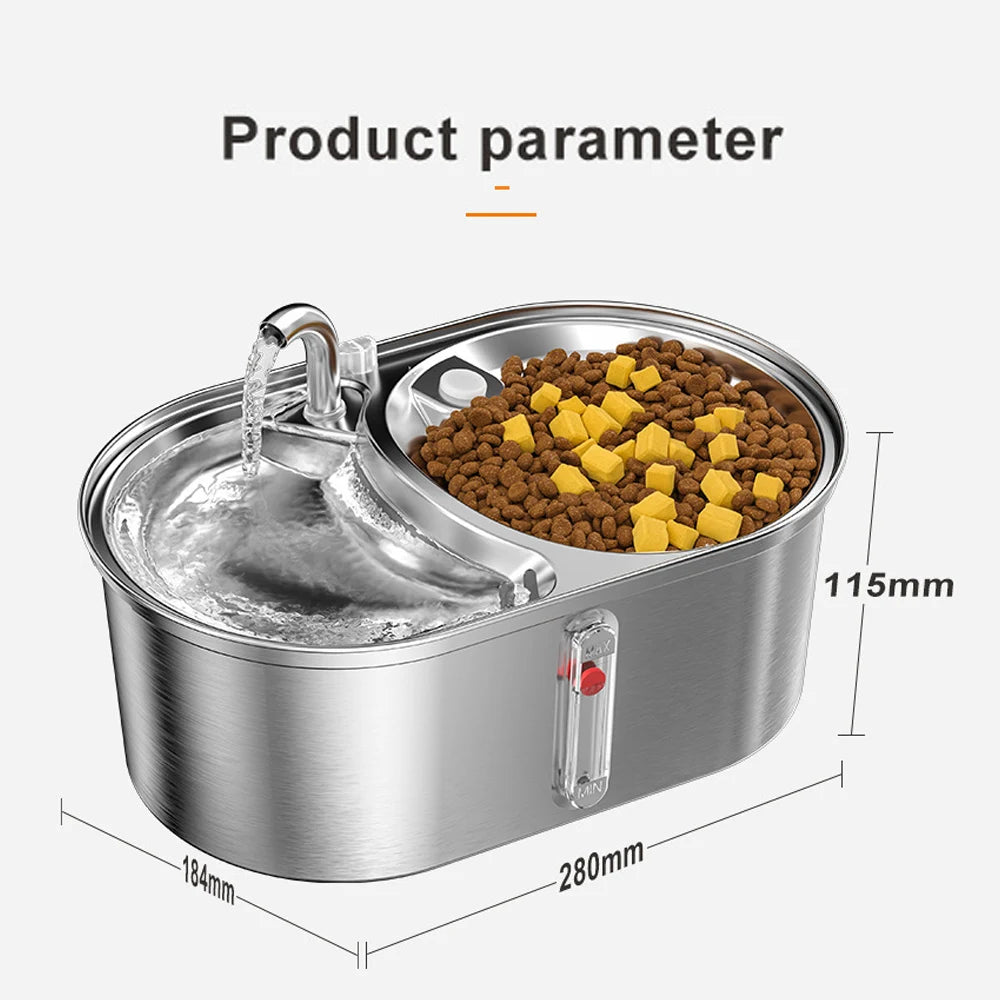 3L 304 Stainless Steel Fountain + Feeder Bowl