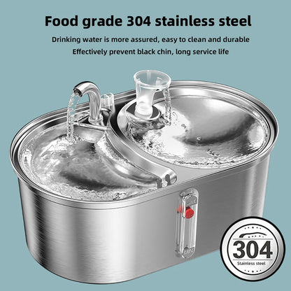 3L 304 Stainless Steel Fountain + Feeder Bowl