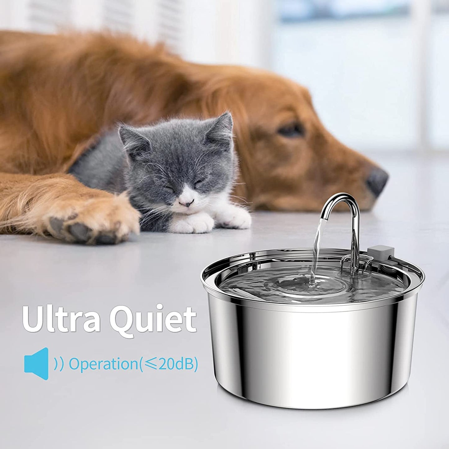 3.2L Stainless Steel Cat Water Fountain Automatic Drinker