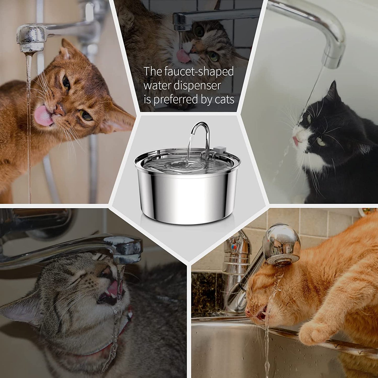 3.2L Stainless Steel Cat Water Fountain Automatic Drinker